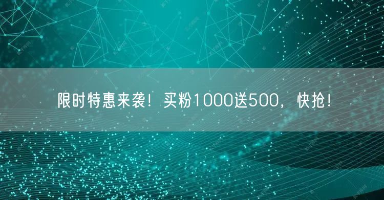 限时特惠来袭！买粉1000送500，快抢！