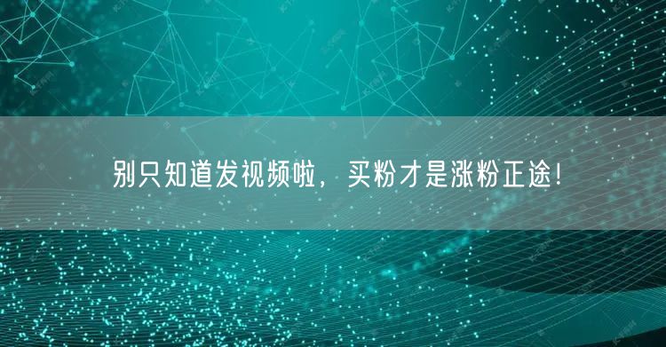 别只知道发视频啦，买粉才是涨粉正途！