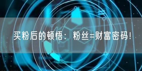 买粉后的顿悟：粉丝=财富密码！
