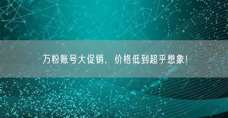 万粉账号大促销，价格低到超乎想象！