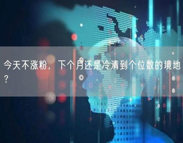 今天不涨粉，下个月还是冷清到个位数的境地？