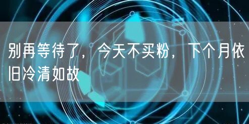 别再等待了，今天不买粉，下个月依旧冷清如故