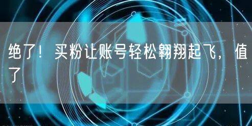 绝了！买粉让账号轻松翱翔起飞，值了