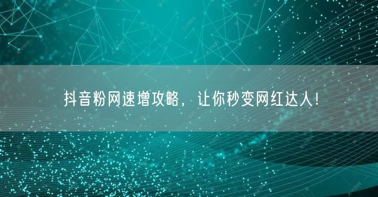 抖音粉网速增攻略，让你秒变网红达人！