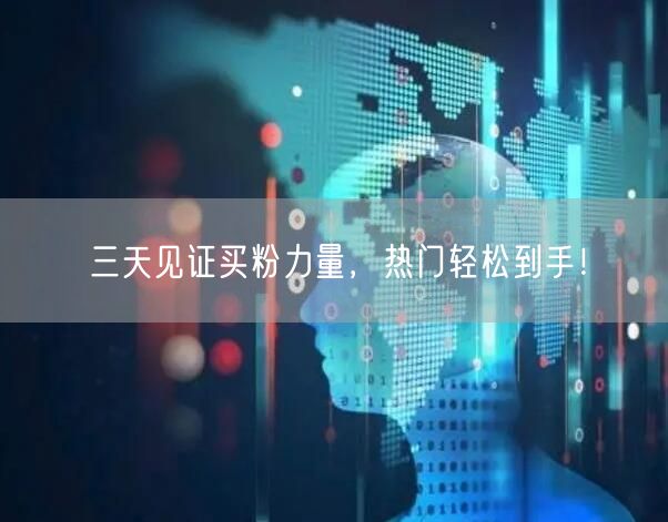 三天见证买粉力量，热门轻松到手！