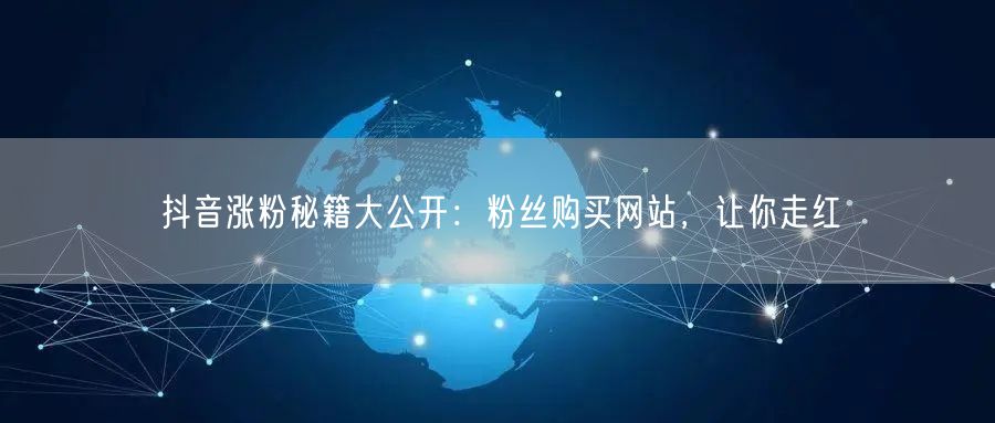 抖音涨粉秘籍大公开：粉丝购买网站，让你走红